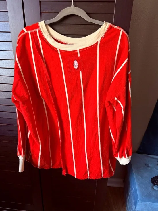 FP Movement by Free People Red Vertical-Stripe Long Sleeve Tee - Picture 2 of 4